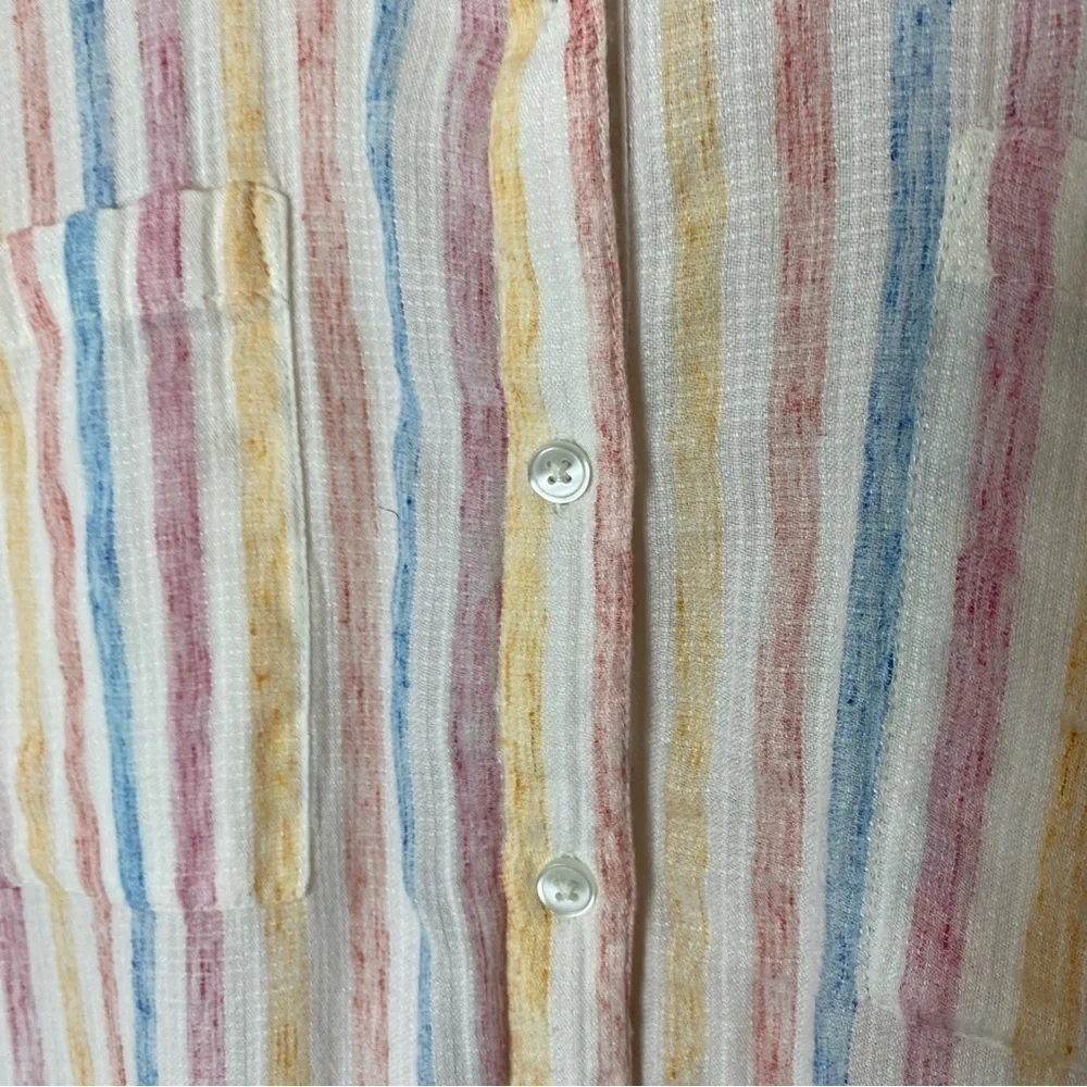 Lucky Brand Split Back Striped Button Front Lightweight Top - Picture 9 of 15